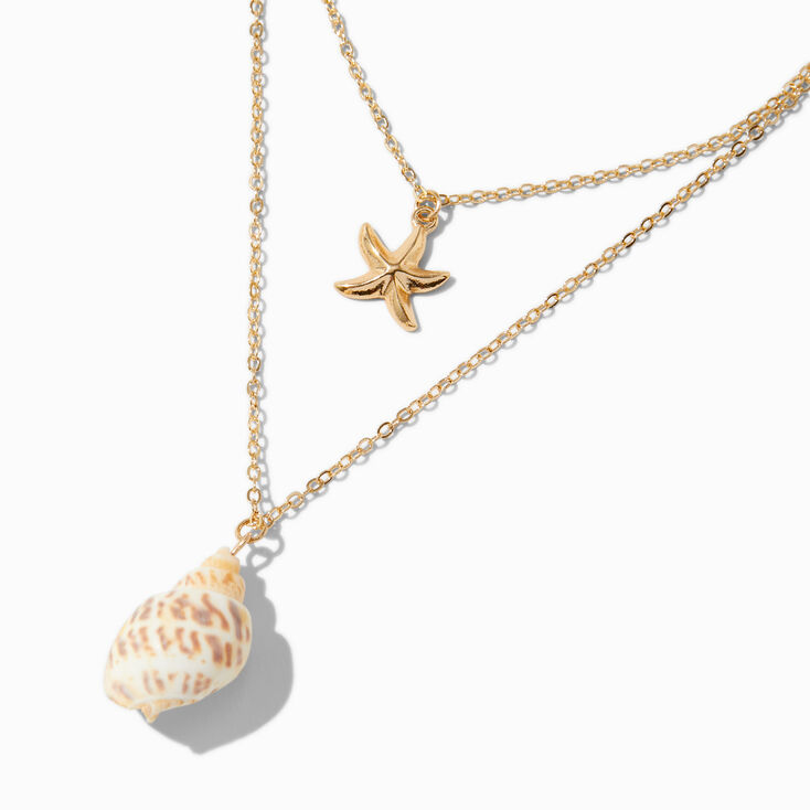 Gold-tone Conch &amp; Starfish Multi-Strand Necklace,
