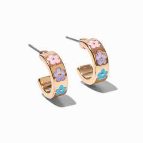 Pastel Daisy Hoop Earrings,