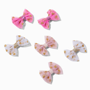 Claire&#39;s Club Glitter Mesh Hair Bow Clips - 6 Pack,