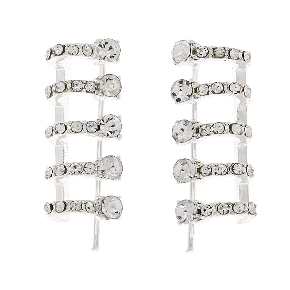 Bijoux d'oreille façon créole avec strass de 2,5 cm couleur argenté,