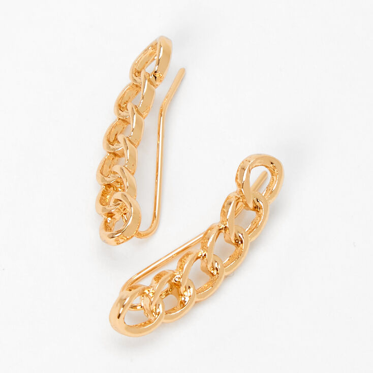 Gold-tone Chain Link Ear Crawler Earrings,