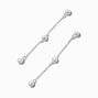 Silver-tone Pearl Station 2&quot; Linear Drop Earrings ,