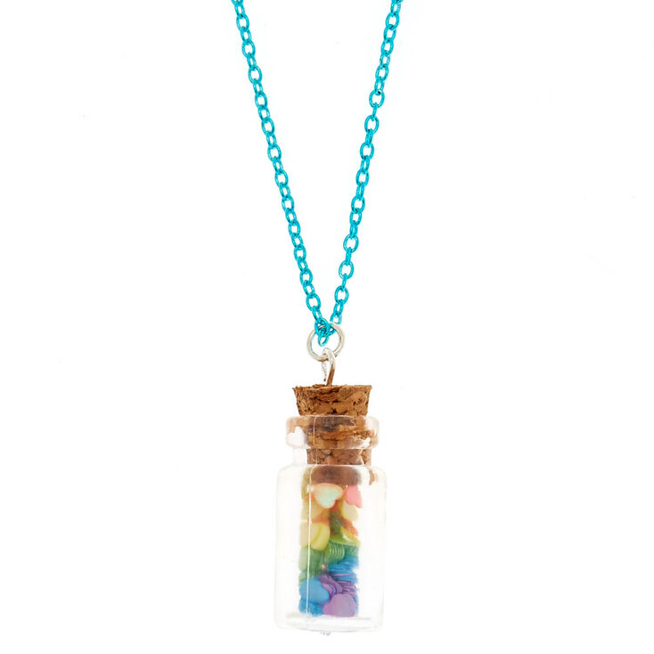 Rainbow Heart Confetti Bottle Pendant Necklace Claire S - Heart In Bottle Pendant Rainbow Heart Confetti Bottle Pendant Necklace Claire S - Heart In Bottle Pendant