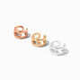 Mixed Metal Crystal Embellished Ear Cuffs - 3 Pack,