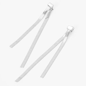 Silver Double Snake Chain 3&quot; Front And Back Drop Earrings,