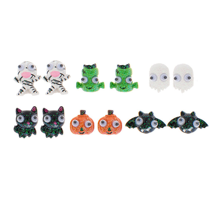 Halloween Googly Eye Glitter Stud Earrings Set of 6 Claire's