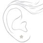 Silver Cubic Zirconia Flower Stud Earrings,