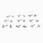 Silver-tone Crystal Cross Mixed Stud Earrings Set - 9 Pack,