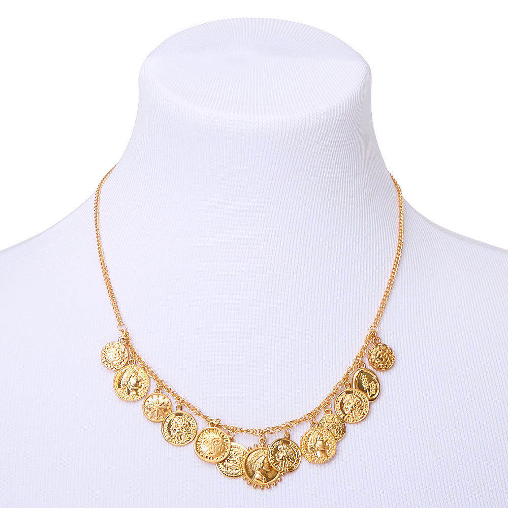 Gold Coin Statement Necklace,
