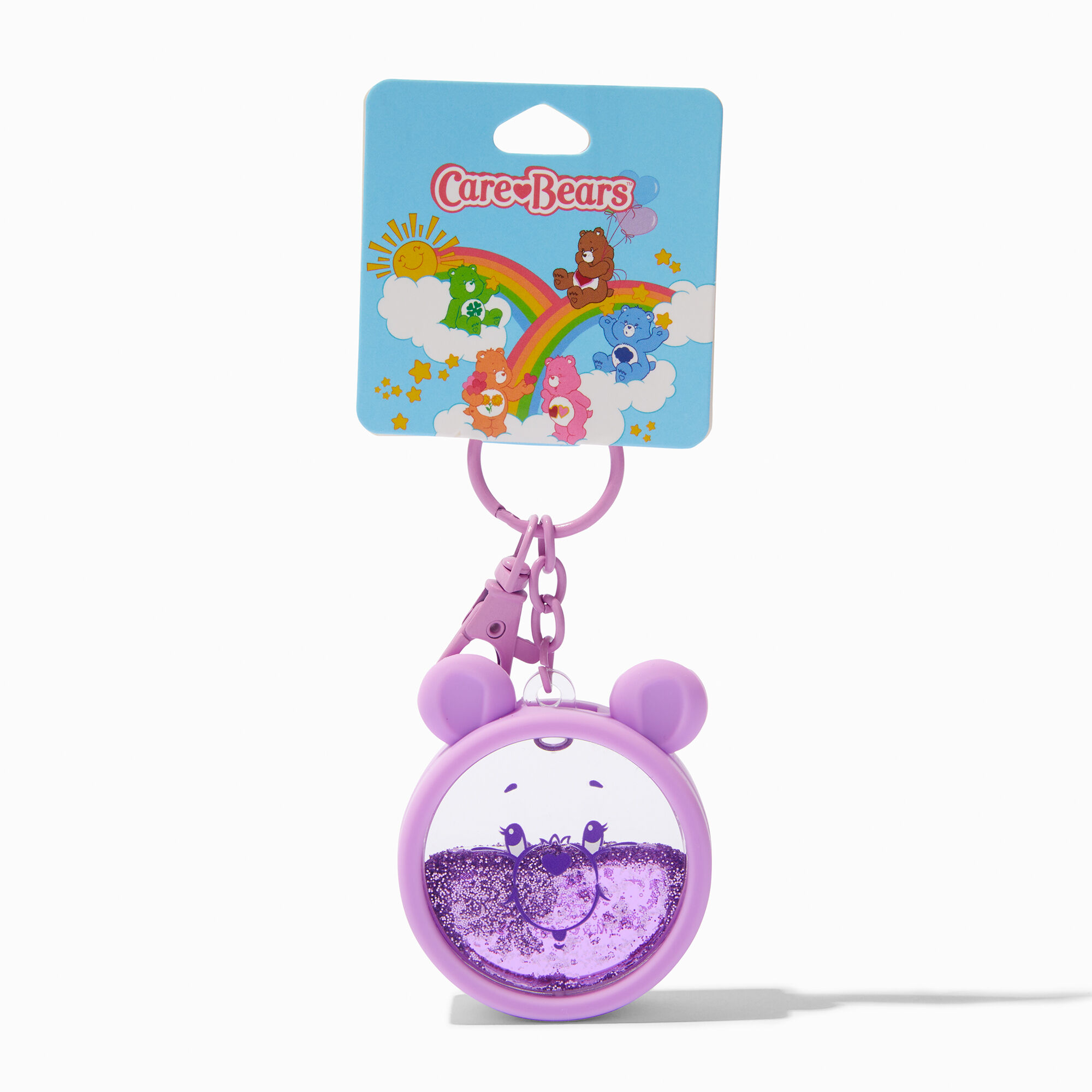 View Claires Care Bears Purple WaterFilled Keyring Yellow information