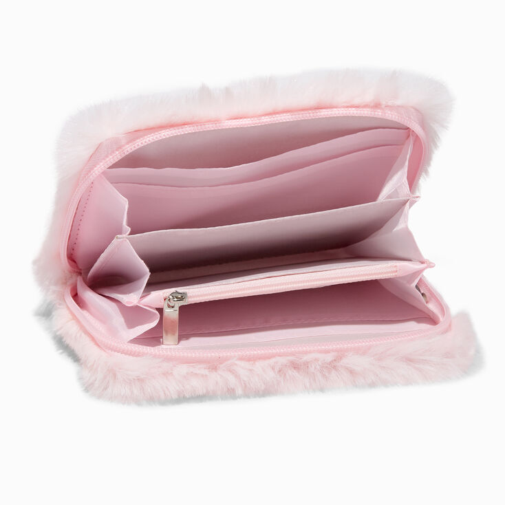 Furry Pastel Pink Pearl Wristlet,