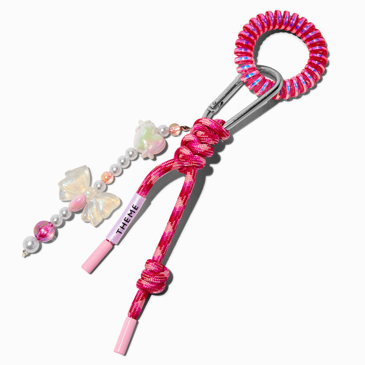 T H E M E x Claire&#39;s Pink Bow Cluster Keychain,
