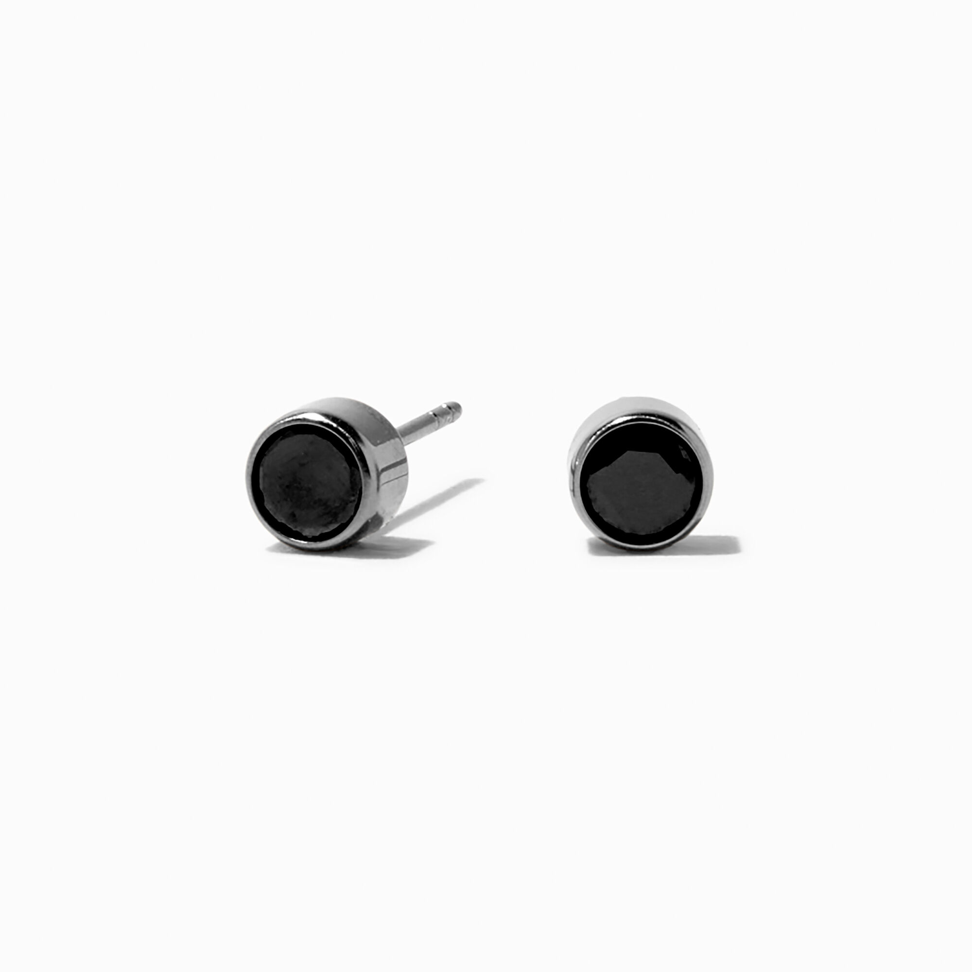 View Claires Titanium Bezeled 5MM Stud Earrings Black information