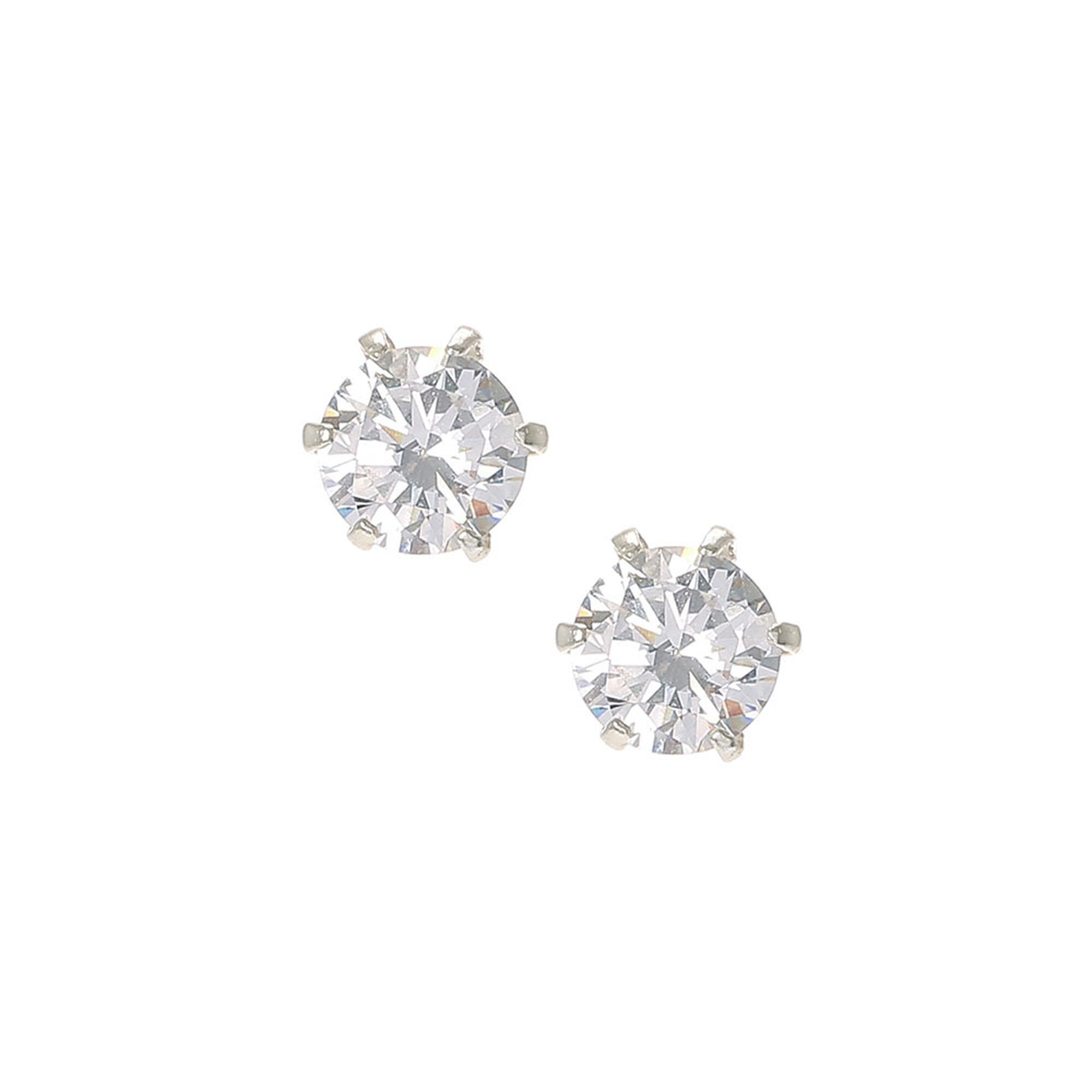 View Claires Cubic Zirconia Round Stud Earrings 6MM Silver information