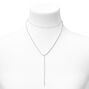 Silver Glass Rhinestone Ball Chain Y-Neck Long Necklace,