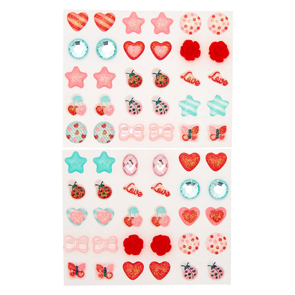 Claire's Club Lovebug Stick On Earrings - 30 Pack,