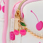 Pink Cherry White Mini Backpack Keyring,