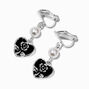 Black Heart &amp; Pearl 1&#39;&#39; Clip-On Drop Earrings,