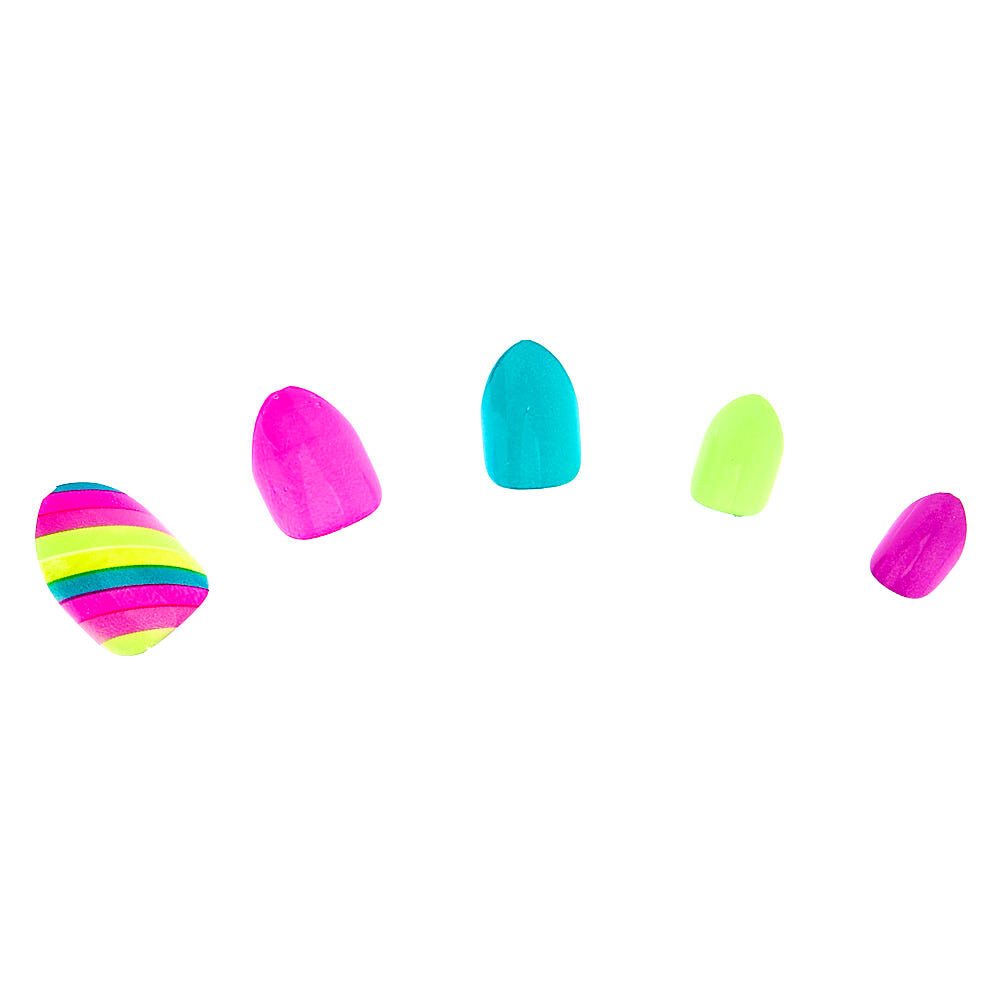 Candy Stripe Stiletto Press On Faux Nail Set - Rainbow, 24 Pack,