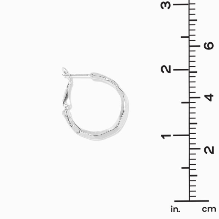 Silver 25MM Molten Hoop Earrings,