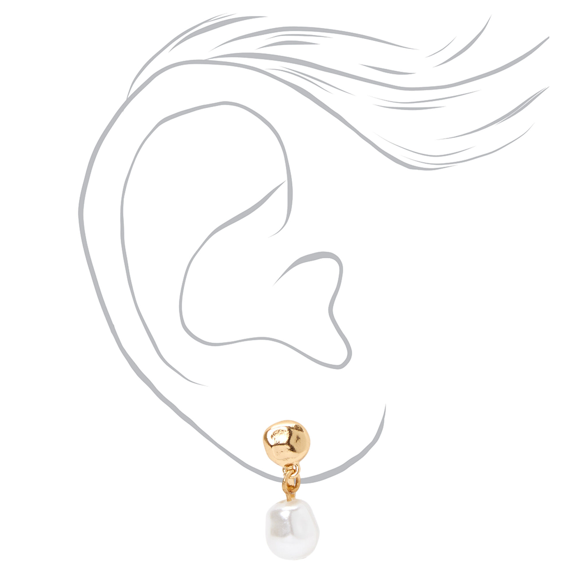 Clous d’oreilles à clip en perles d’imitation variées couleur dorée - Lot de 3,