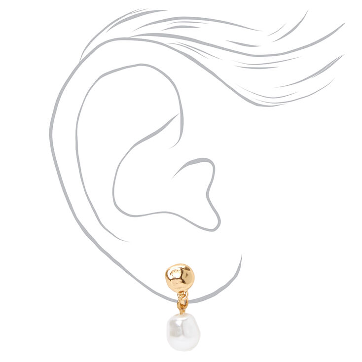 Gold Mixed Pearl Clip On Stud Earrings - 3 Pack,