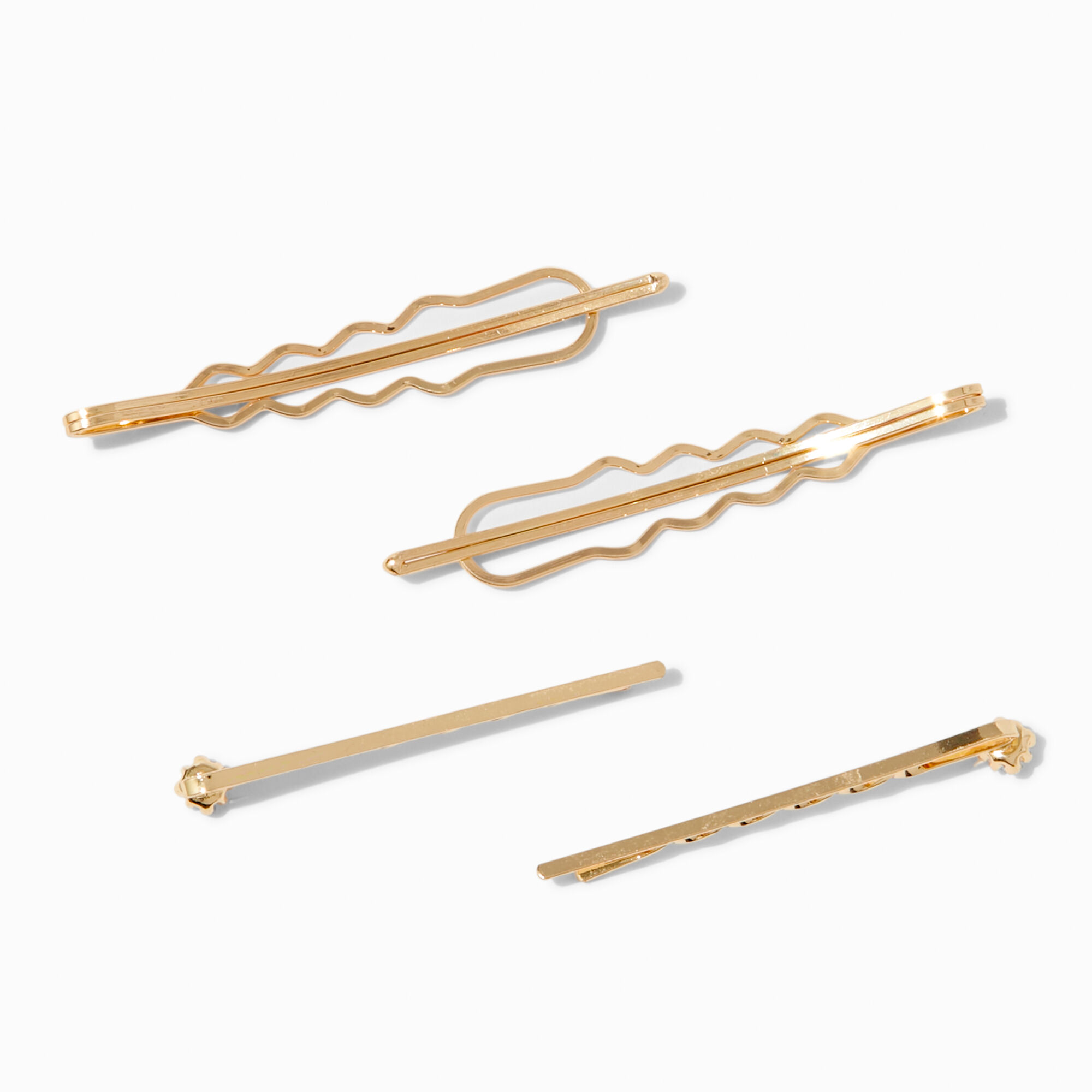 Gold-tone Twisted Crystal Hair Pins - 4 Pack,