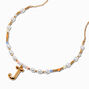 Collier &agrave; pendentif perl&eacute; pastel &agrave; initiale bulle couleur dor&eacute;e - J,