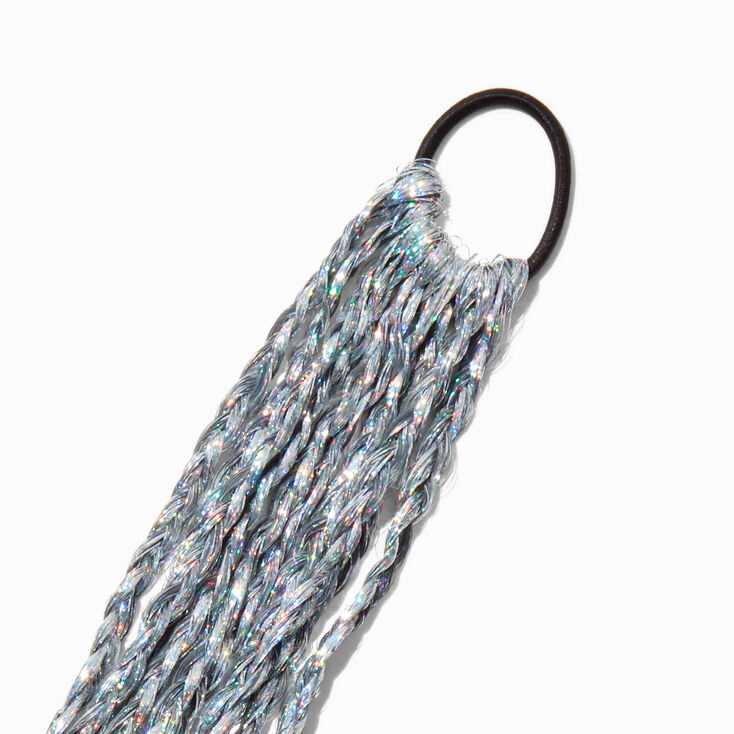 Silver Tinsel Braid Faux Hair Tie,