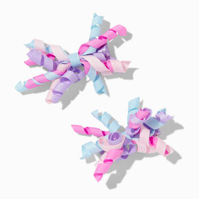 Claire&#39;s Club Pink &amp; Purple Curly Ribbon Hair Clips - 2 Pack,