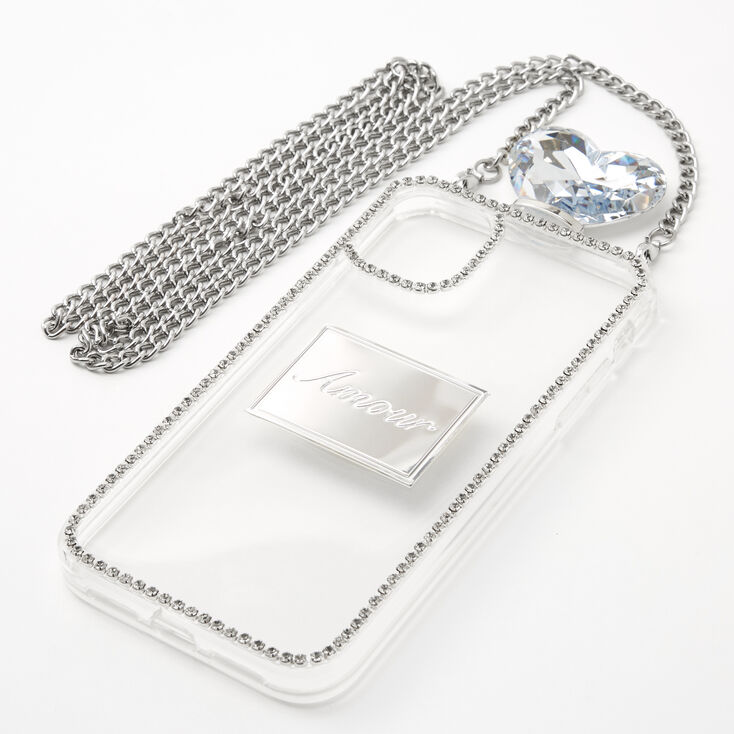 Coque de portable strass couleur argent&eacute;e avec cha&icirc;ne - Compatible avec iPhone&reg;&nbsp;11,