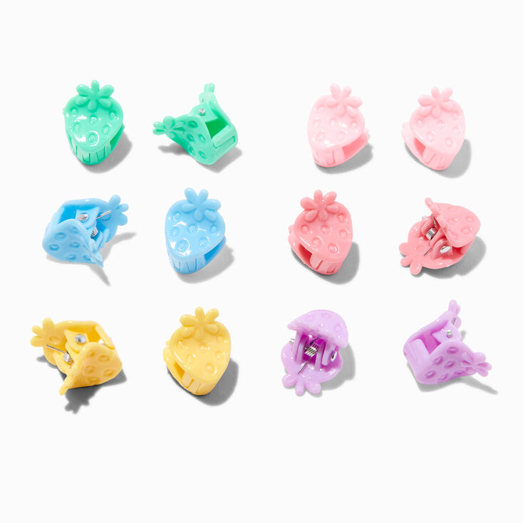 Claire&#39;s Club Rainbow Strawberry Mini Hair Claws - 12 Pack,