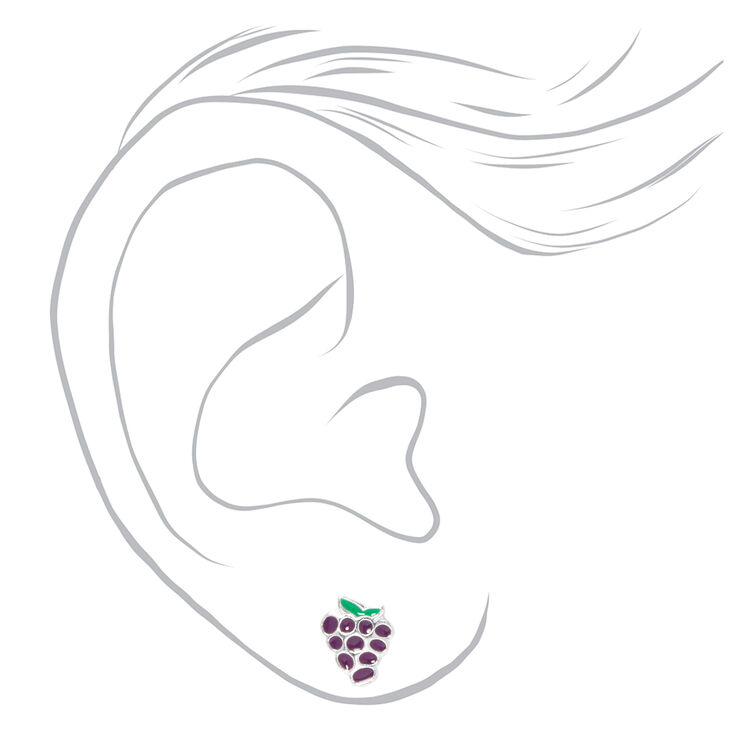 Silver Fruit Juice Stud Earrings - 9 Pack,