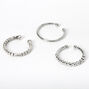 Silver-tone Textured Faux Nose Rings - 3 Pack,