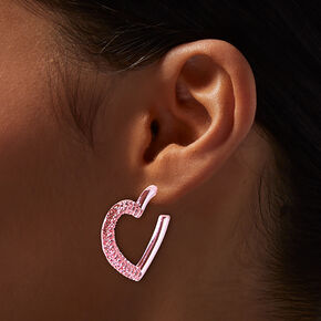 Cr&eacute;oles c&oelig;ur strass anodis&eacute;es roses,