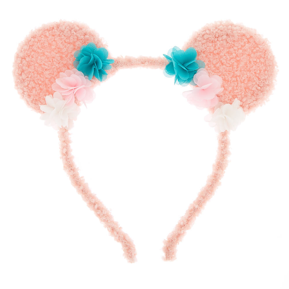 Claire's Club Fuzzy Bear Ears Headband - Pink,