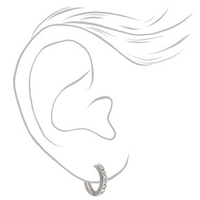 Silver-tone 10mm Crystal Huggie Hoop Earrings,