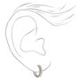 Silver-tone 10mm Crystal Huggie Hoop Earrings,