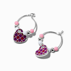 UV Color-Changing Heart Beaded Hoop 1&quot; Drop Earrings,