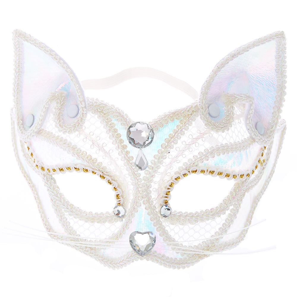 Masque de chat holographique blanc,