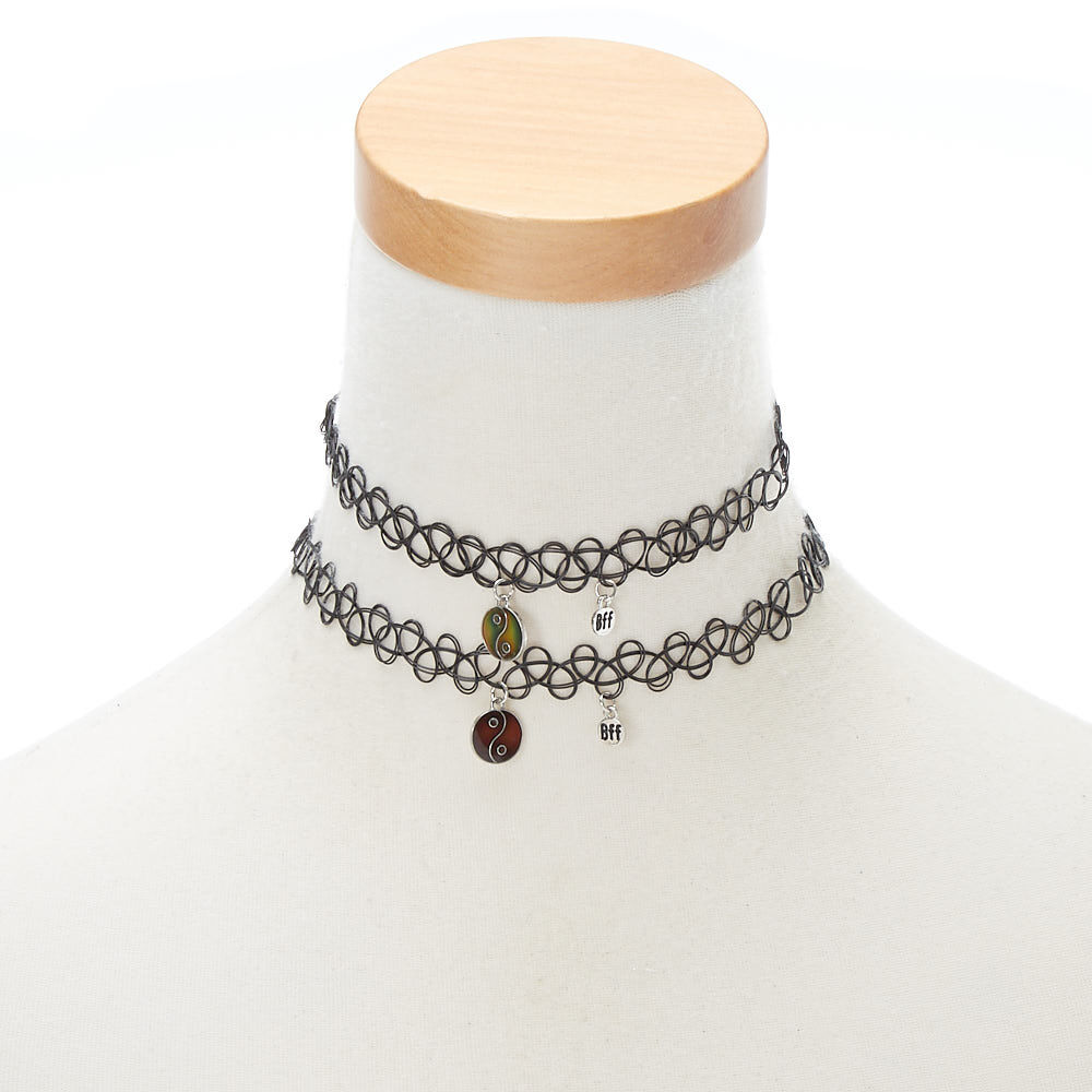 Best Friends Yin Yang Mood Choker Necklaces 2 Pack