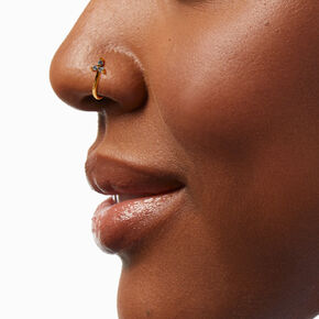 Gold-tone Dainty Trinity Cubic Zirconia Faux Nose Stud,