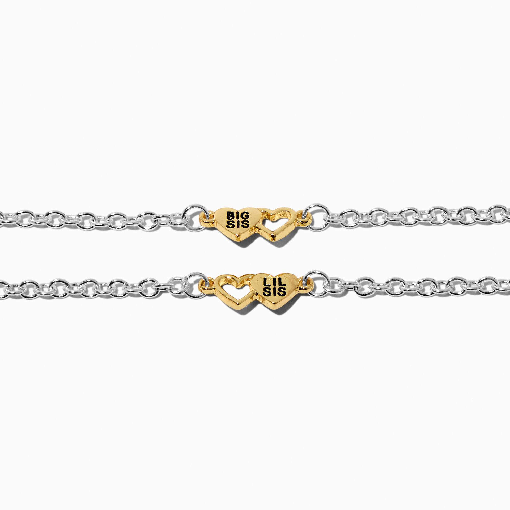Best Friends Big Sis & Lil Sis Heart Charm Bracelets - 2 Pack,
