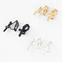 Mixed Metal 0.5&quot; Cross Clip on Drop Earrings - 3 Pack,