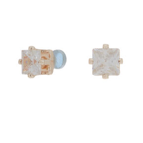 Clip On Earrings Magnetic Claire S Us Rose Gold Cubic Zirconia 5mm Square Magnetic Stud Earrings