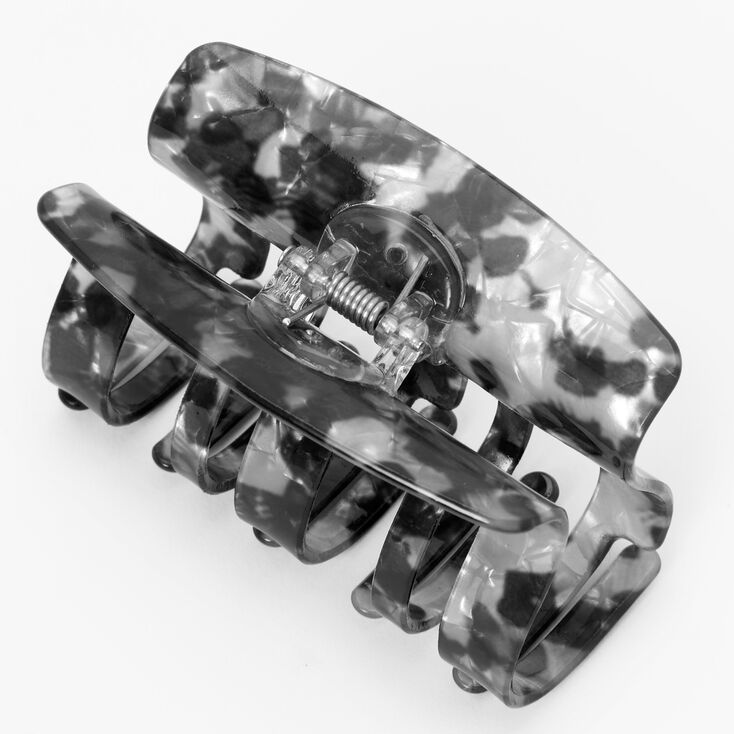 Medium Thick Marble Hair Claw - Black,