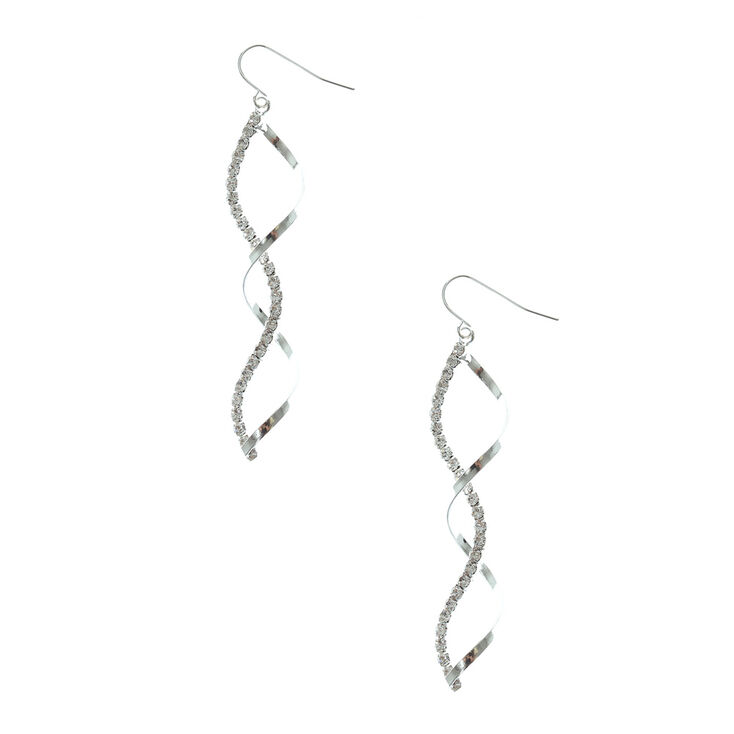 Claire's Boucles d'oreilles torsadées couleur argentés à strass
