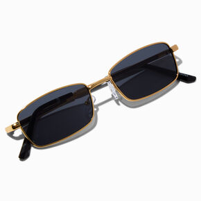 Gold Rectangular Metal Sunglasses,