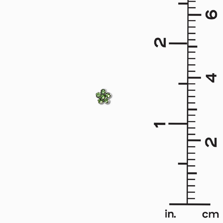 Multicolored Crystal Flower 4mm Stud Earrings - 9 Pack ,