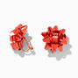 Red Gift Bow Clip-On Stud Earrings,